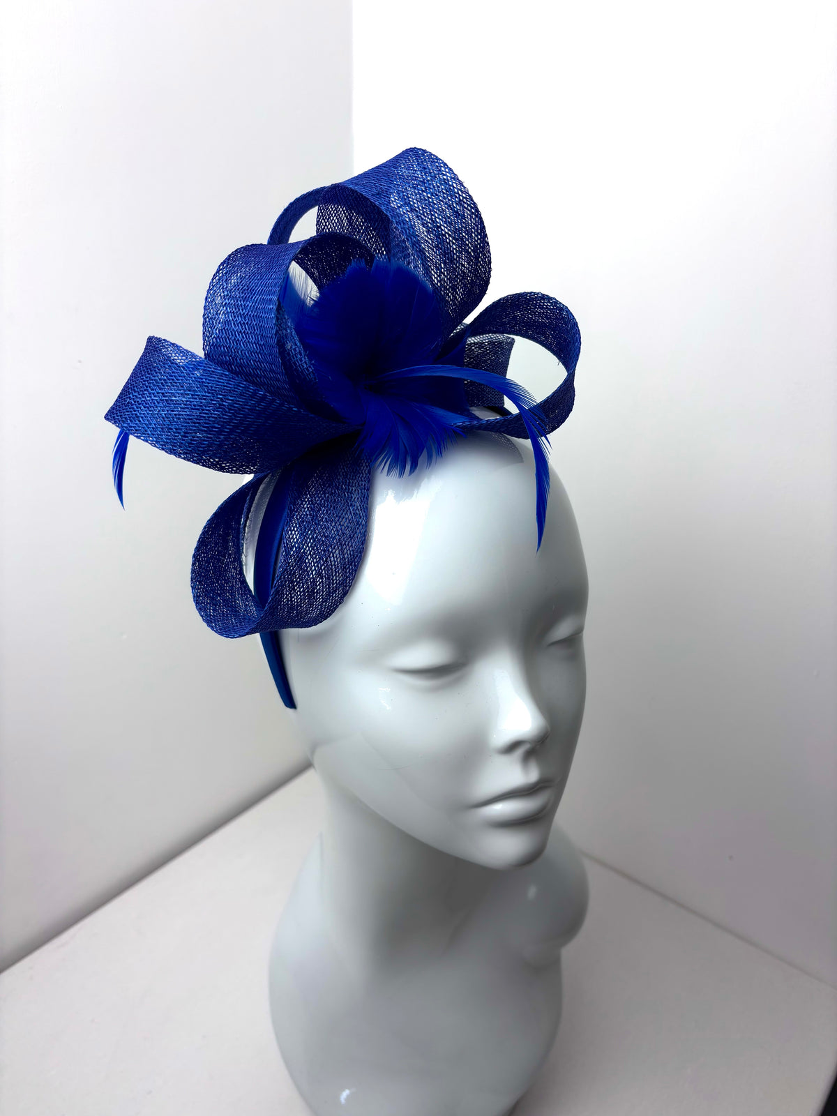 Bespoke Deep Royal Blue Feather Fascinator