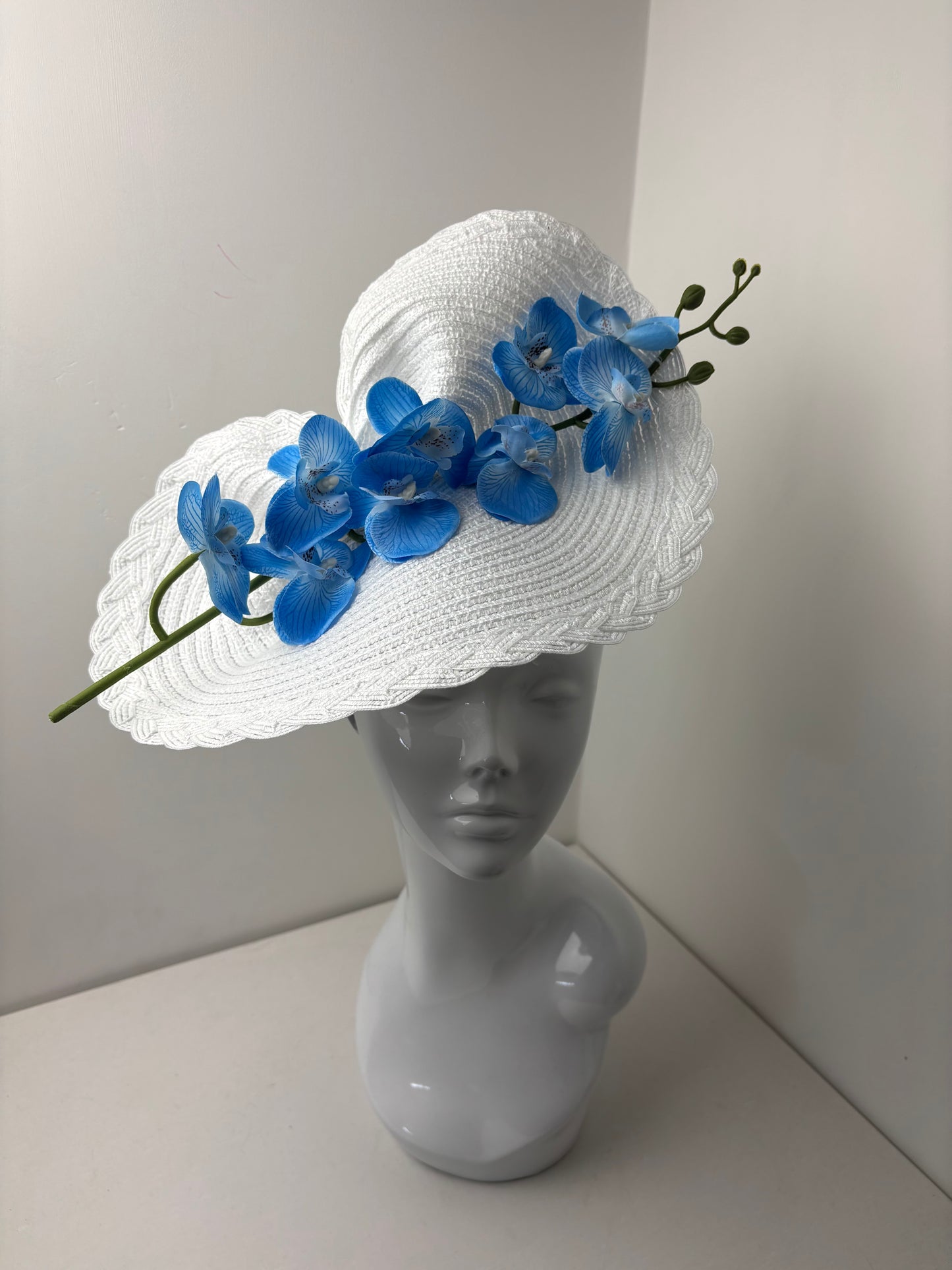 Bespoke Blue and White Orchid Fascinator