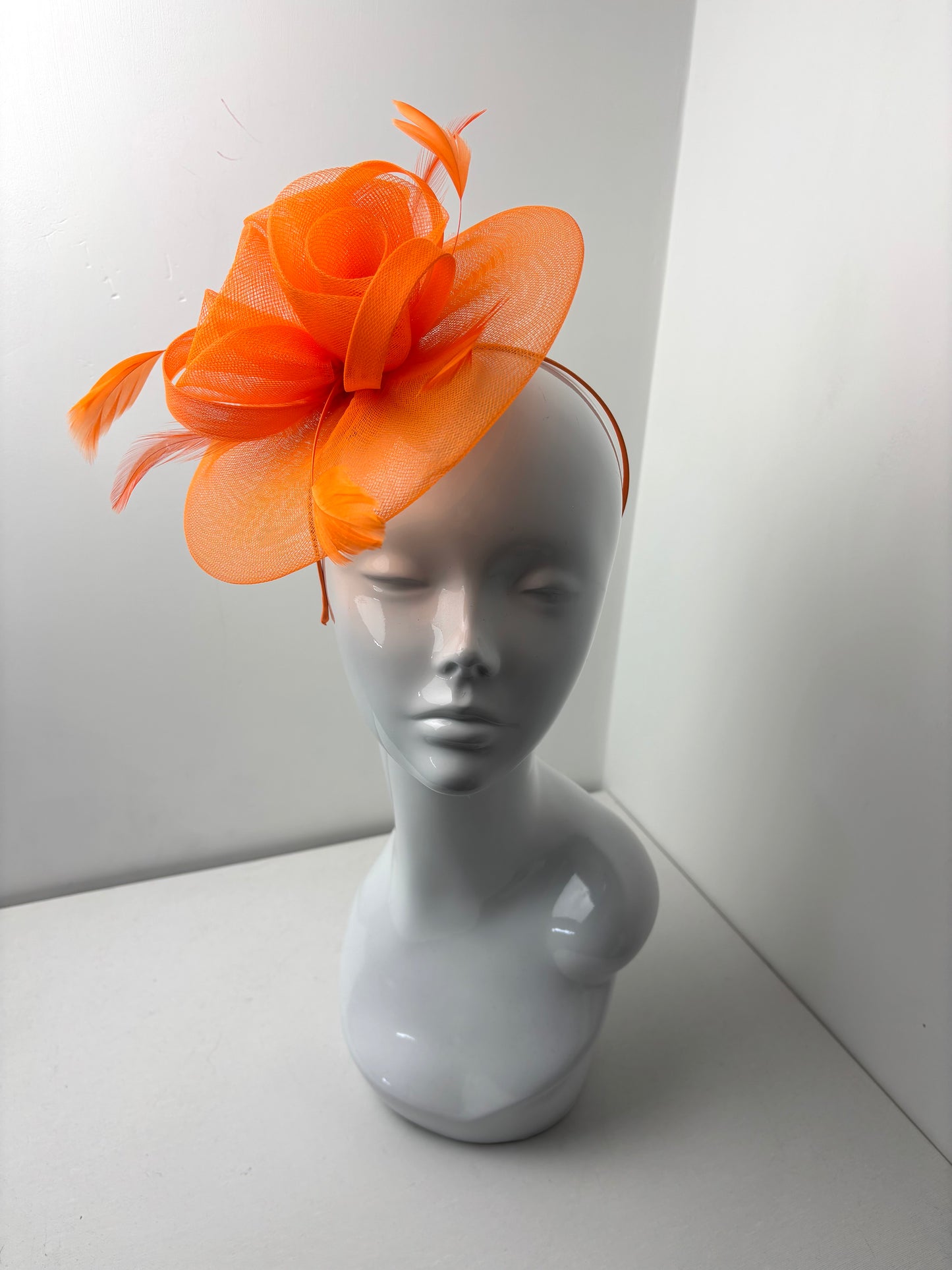 Bright Orange Floral Disc Fascinator