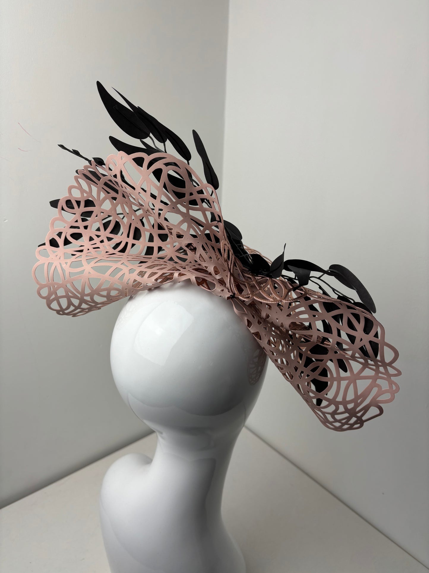 Bespoke Rose Gold & Ebony Leaf Fascinator