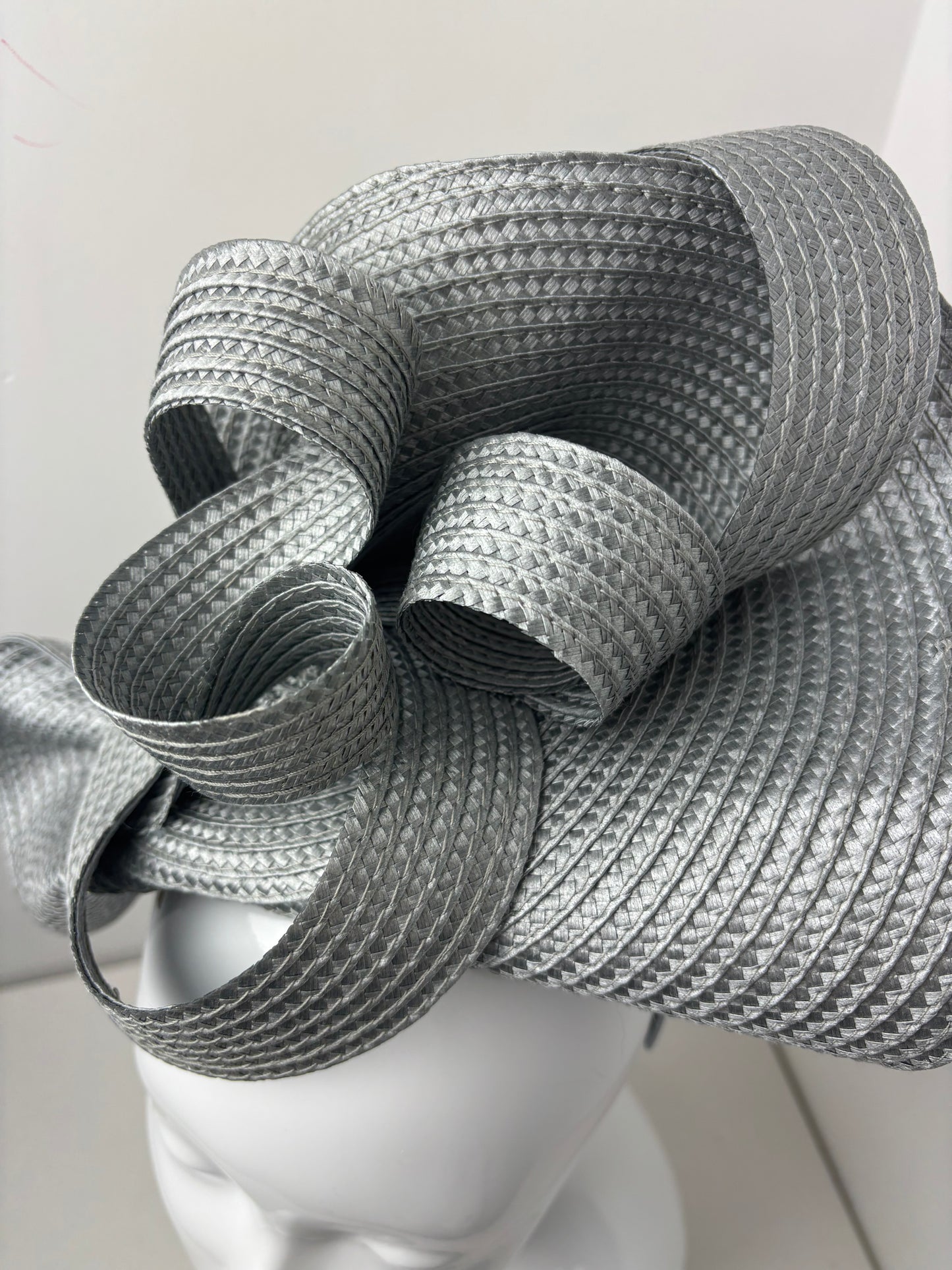 Bespoke One Off Pewter Woven Fascinator