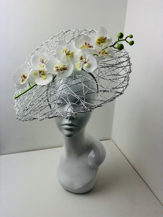 Bespoke White Orchid Halo Fascinator on Headband