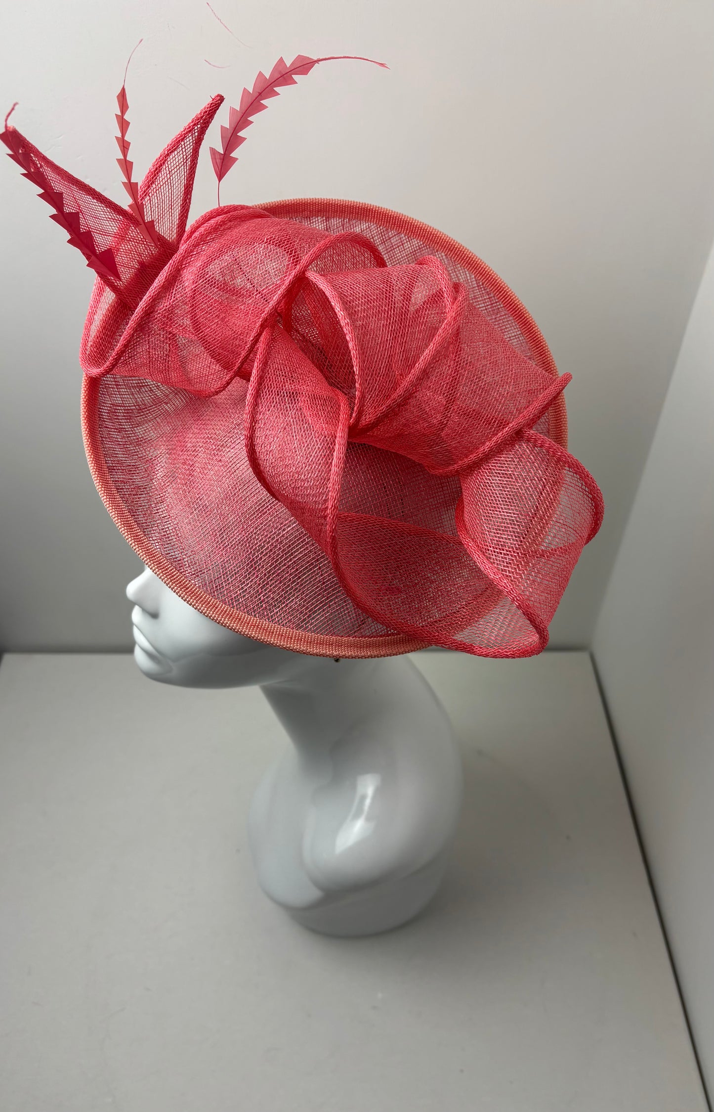 Bespoke Coral Sinamay Loop Fascinator