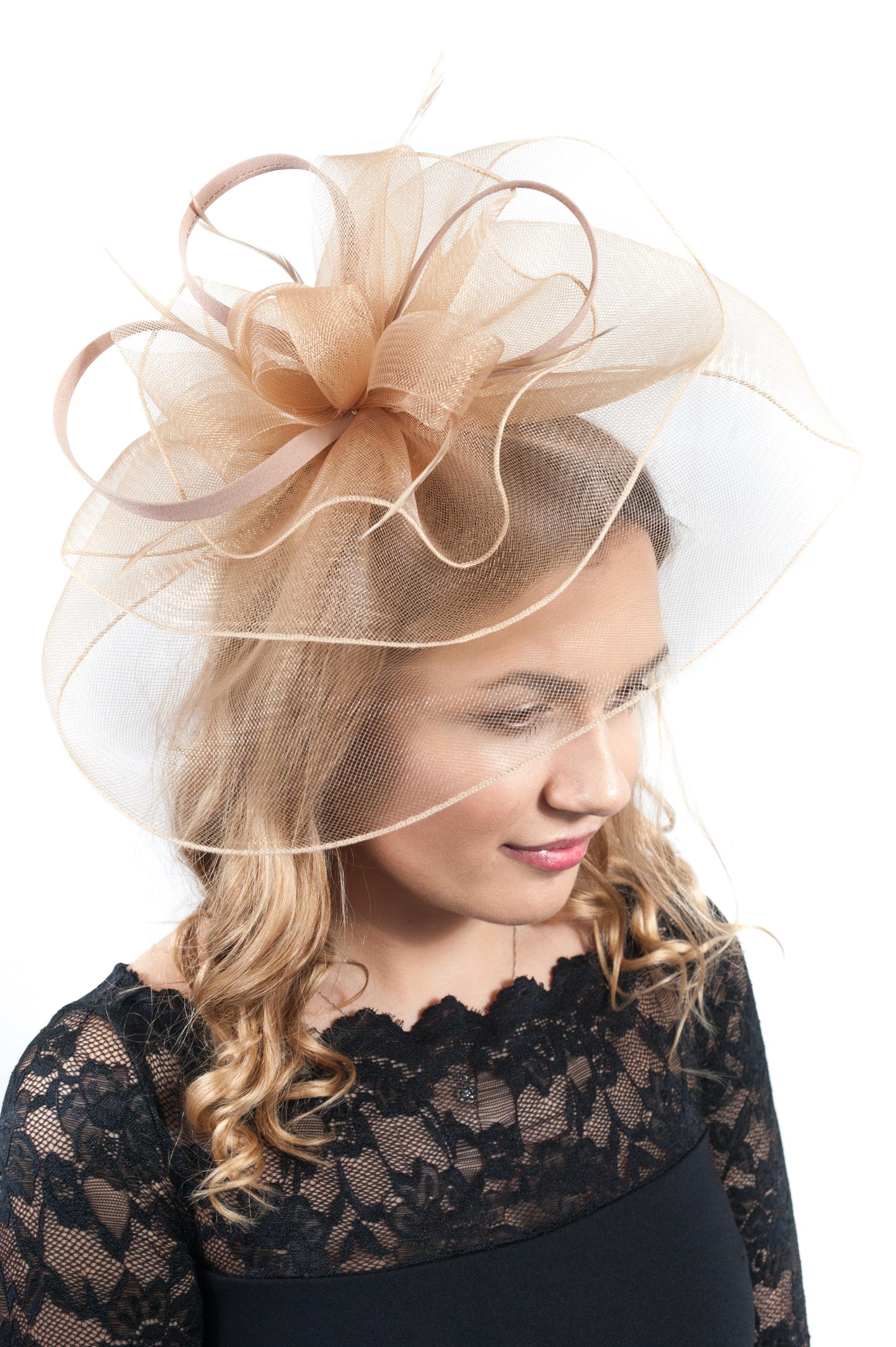 Oversize Gold Veil Fascinator