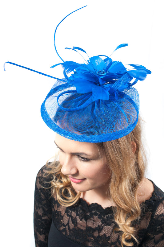 Floral Antara Bloom Bright Blue Fascinator
