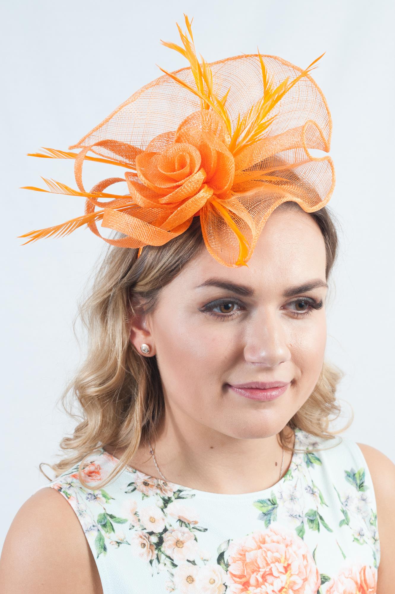 Opulence Bright Orange Sinamay Fascinator