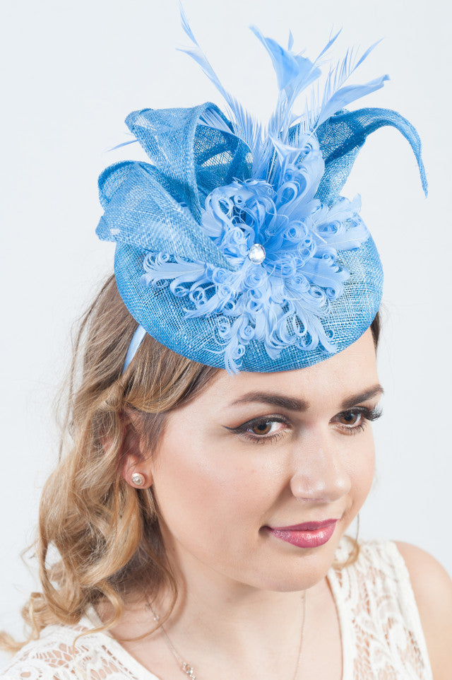 Showstopper Cornflower Blue Pillar Box Fascinator