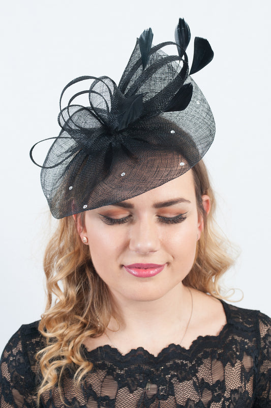 Luna Black Diamante Disc Fascinator