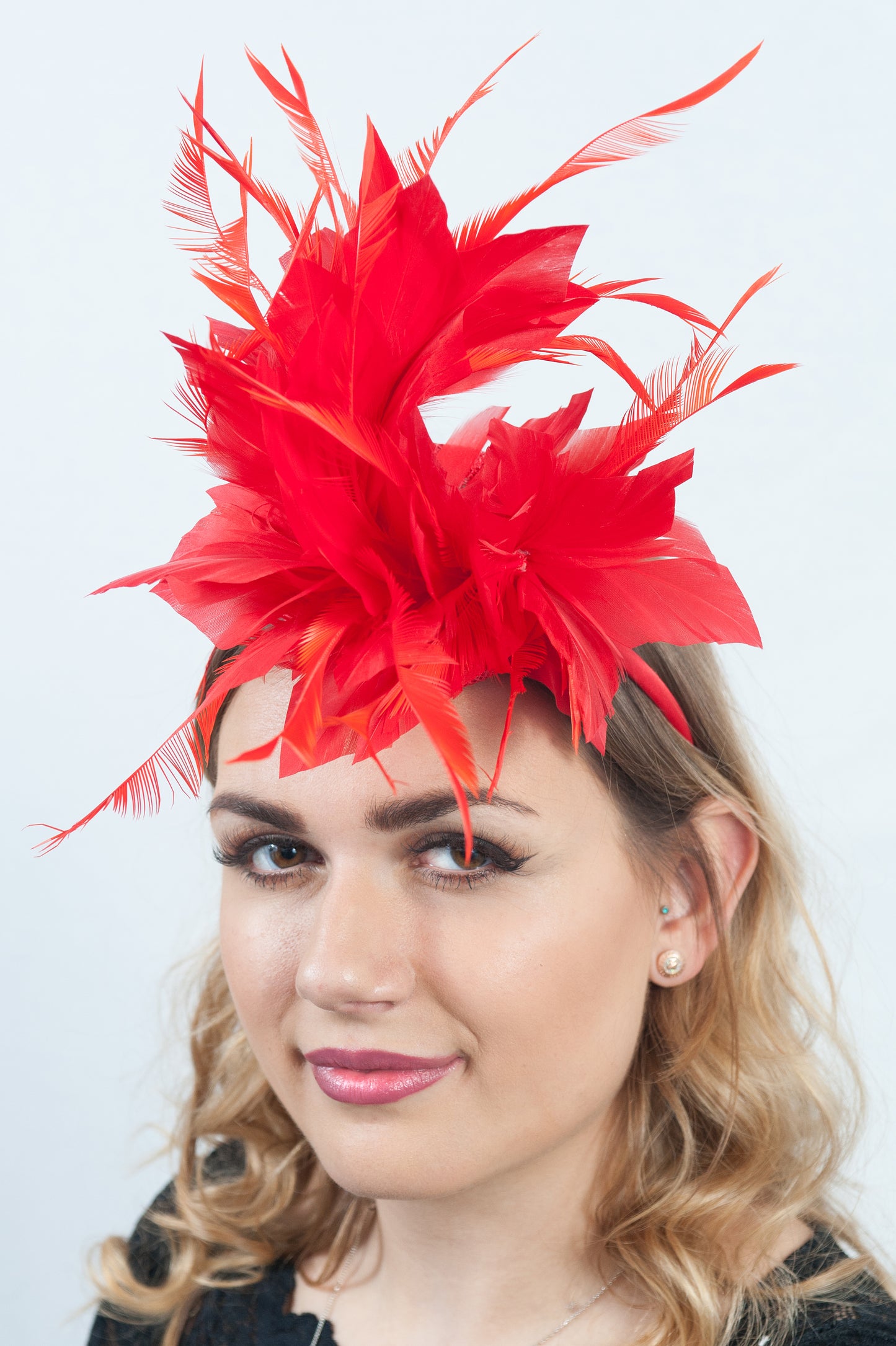 Bright Red Feather Fascinator