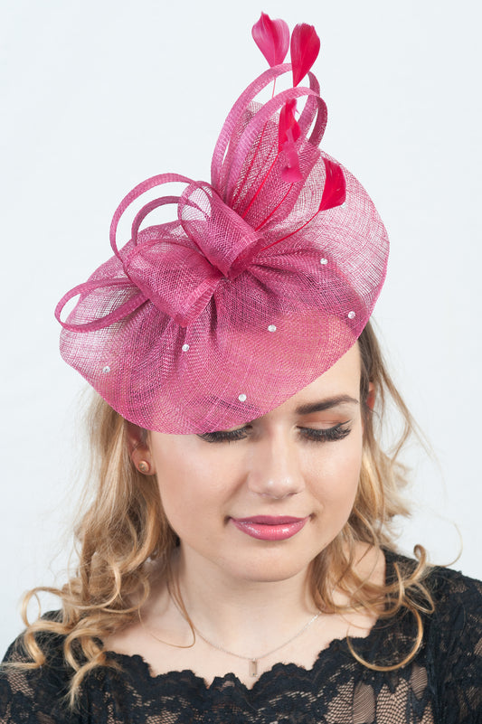 Luna Burgundy Diamante Fascinator