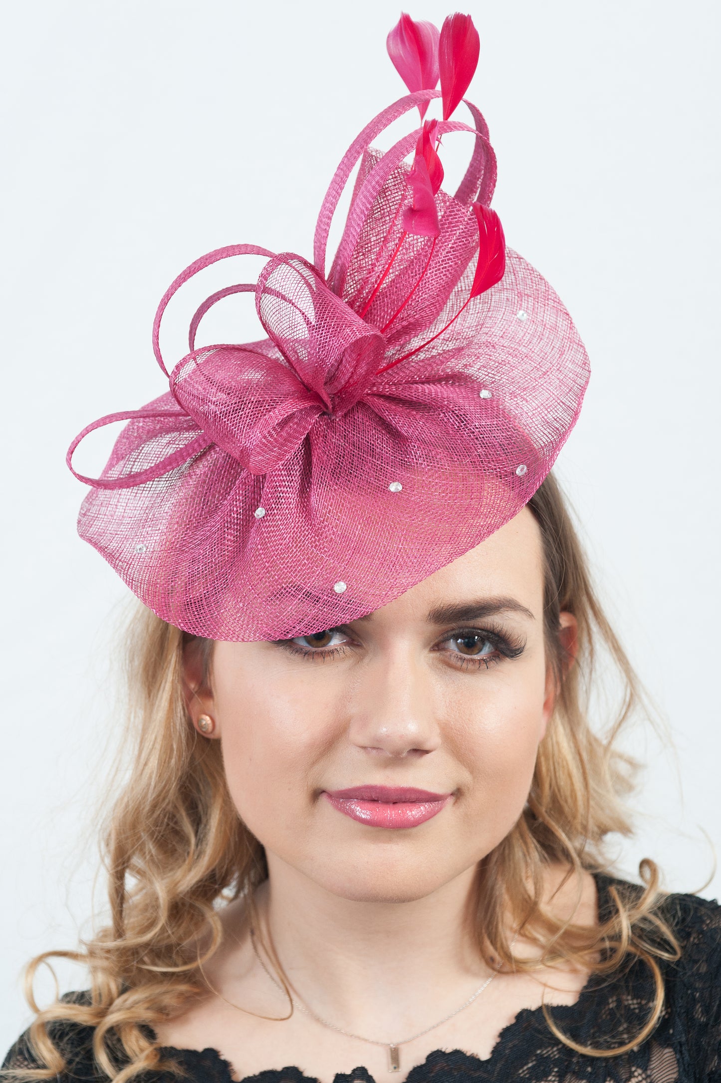 Luna Burgundy Diamante Fascinator
