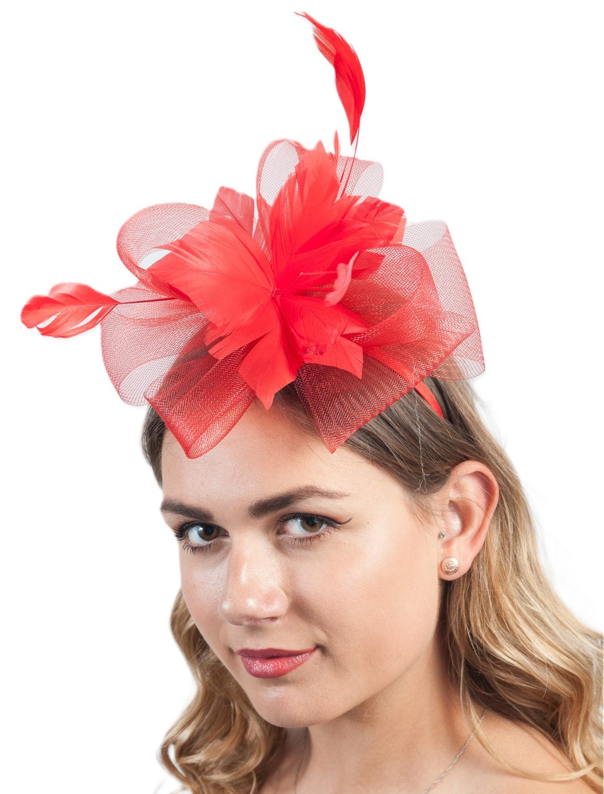 Bright Red Feather Fascinator