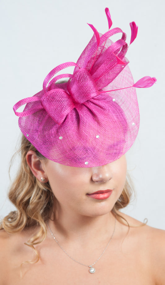 Luna Hot Pink Diamante Fascinator