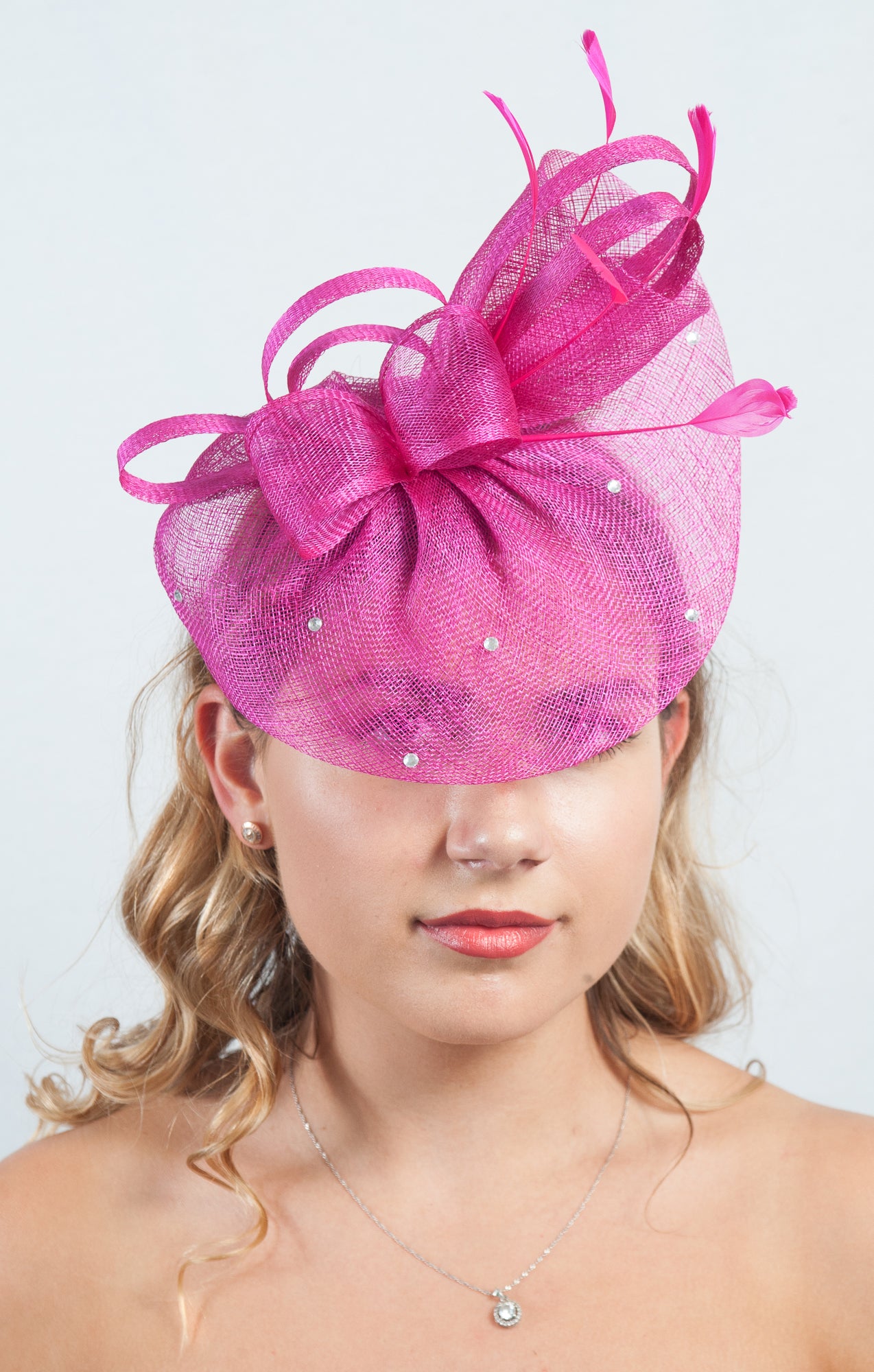 Luna Hot Pink Diamante Fascinator
