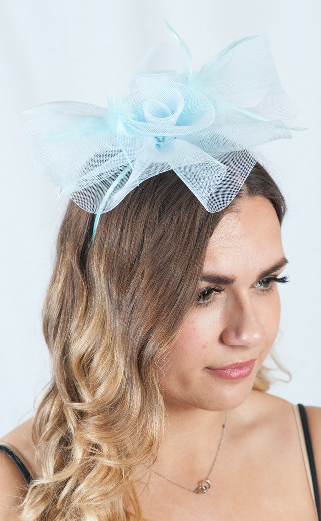 Pale Blue Folded Bow Fascinator