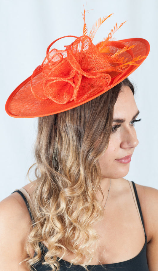 Orange Oval Disc Fascinator