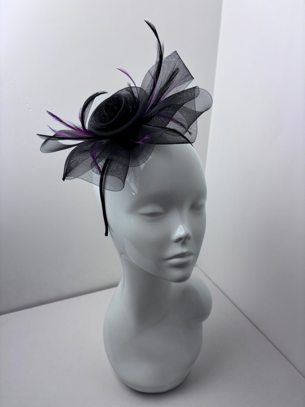 Black and Plum Feather Fascinator