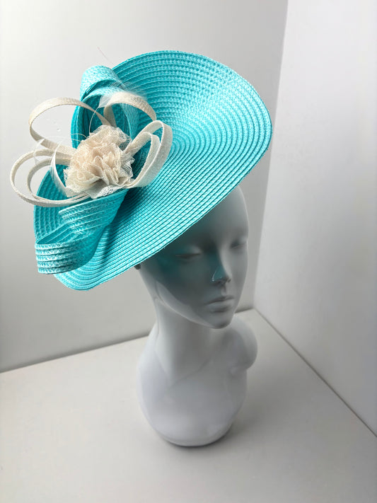 Bespoke Light Turquoise & White Fascinator Race Day Headpieces