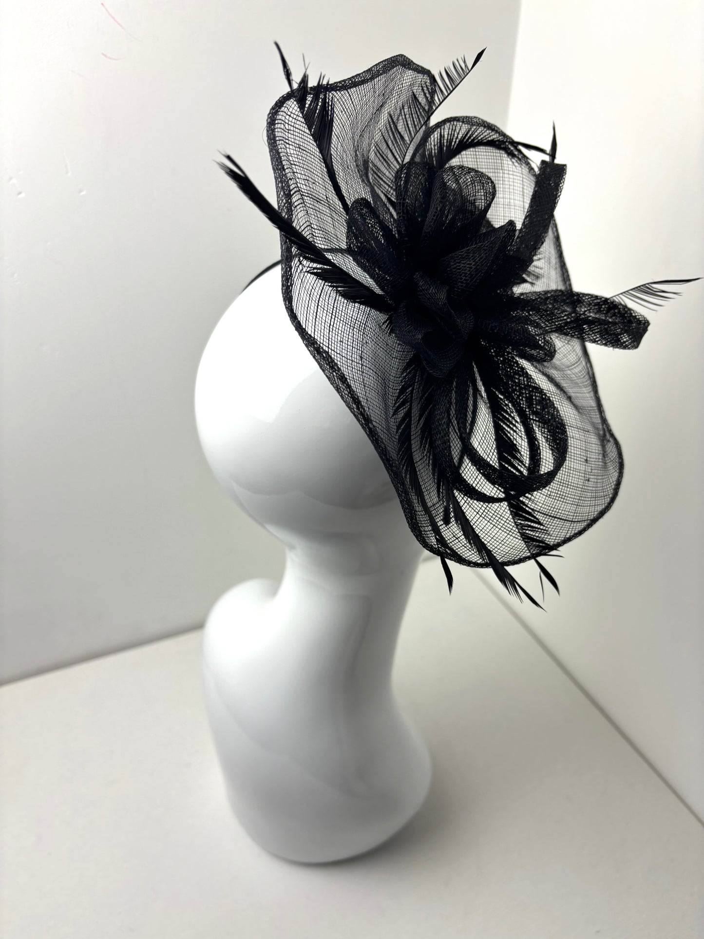 Elegance Black Sinamay Disc Fascinator