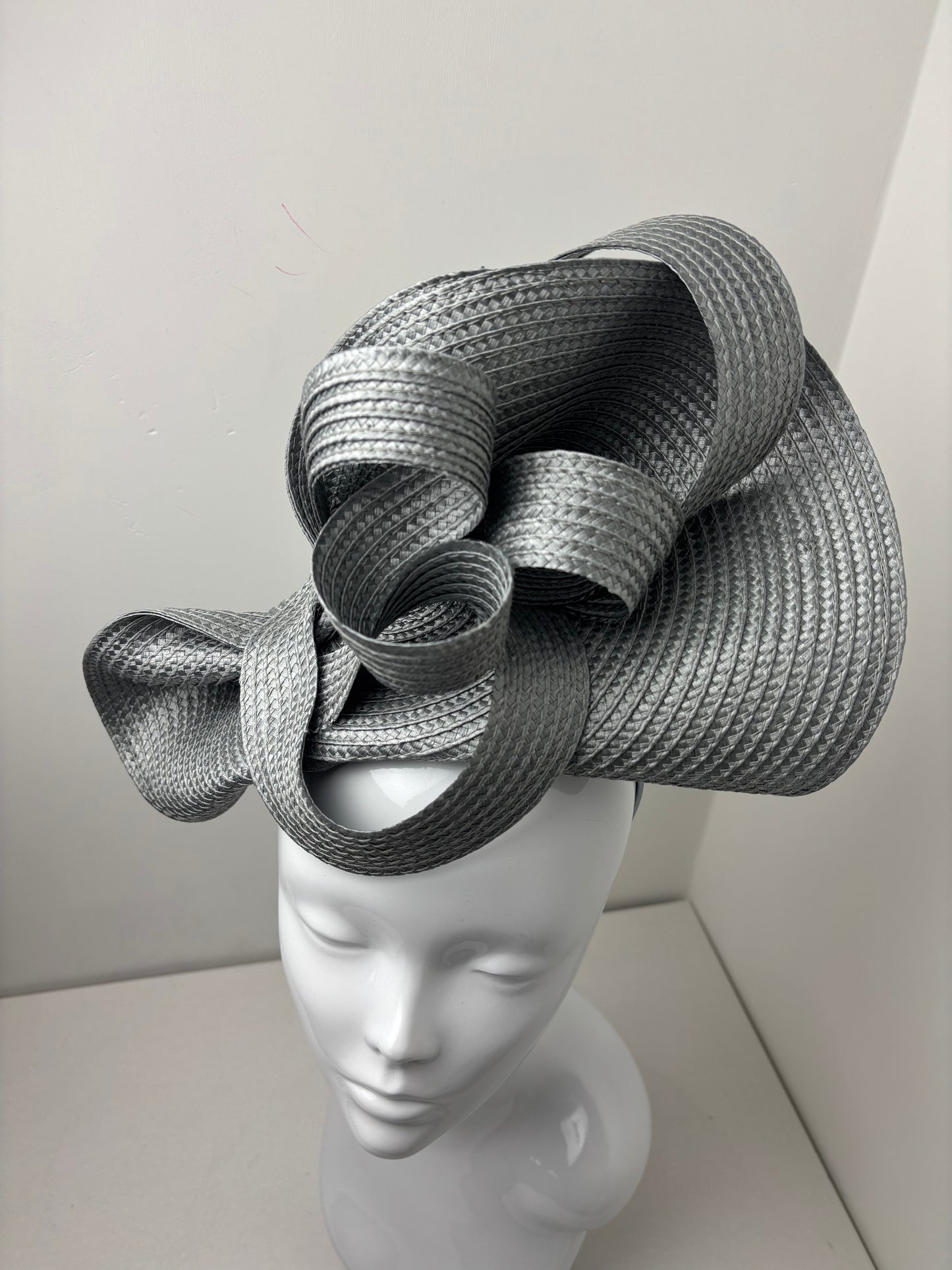 Bespoke One Off Pewter Woven Fascinator