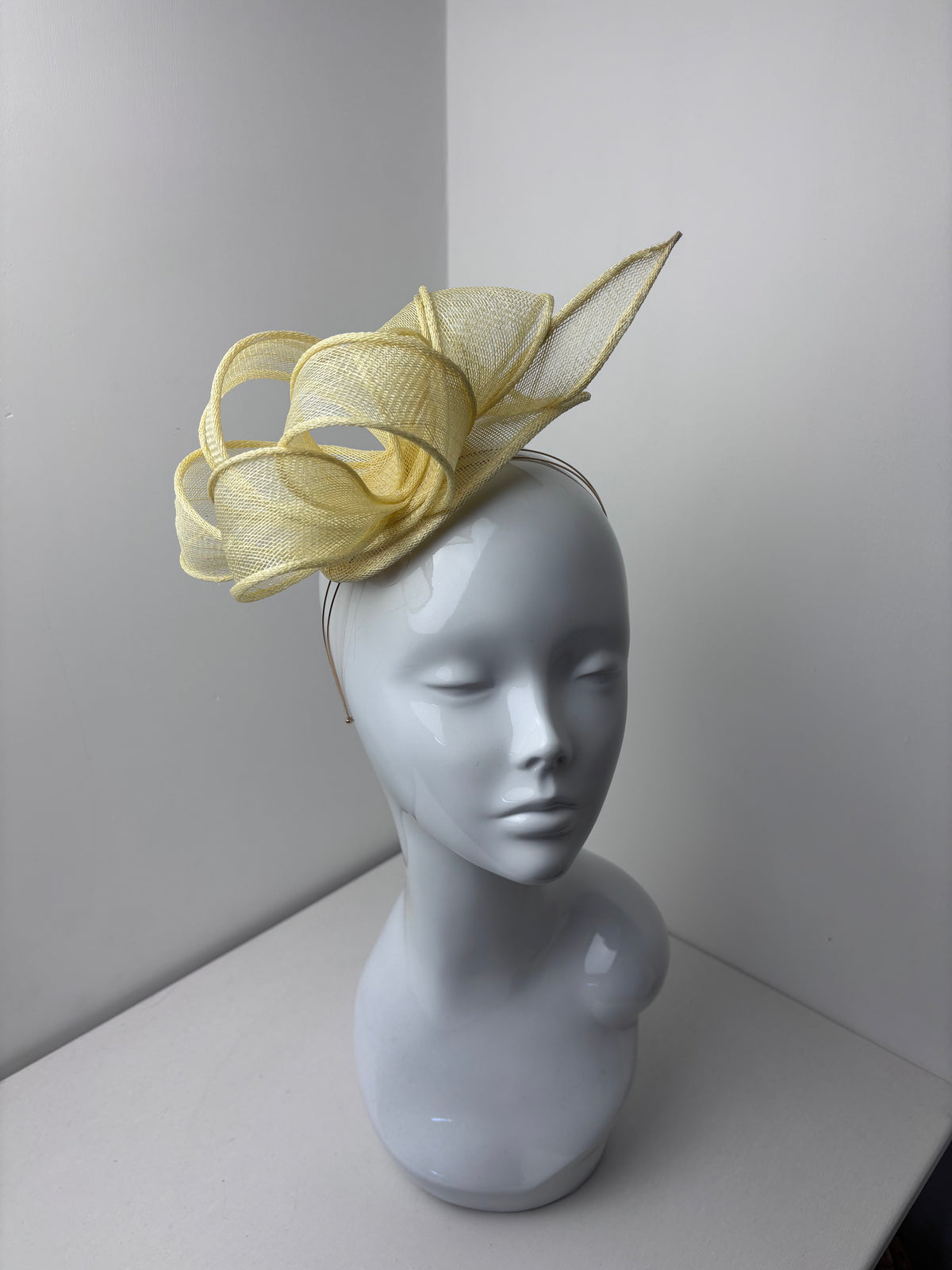 Bespoke Butter Yellow Sculptural Sinamay Fascinator