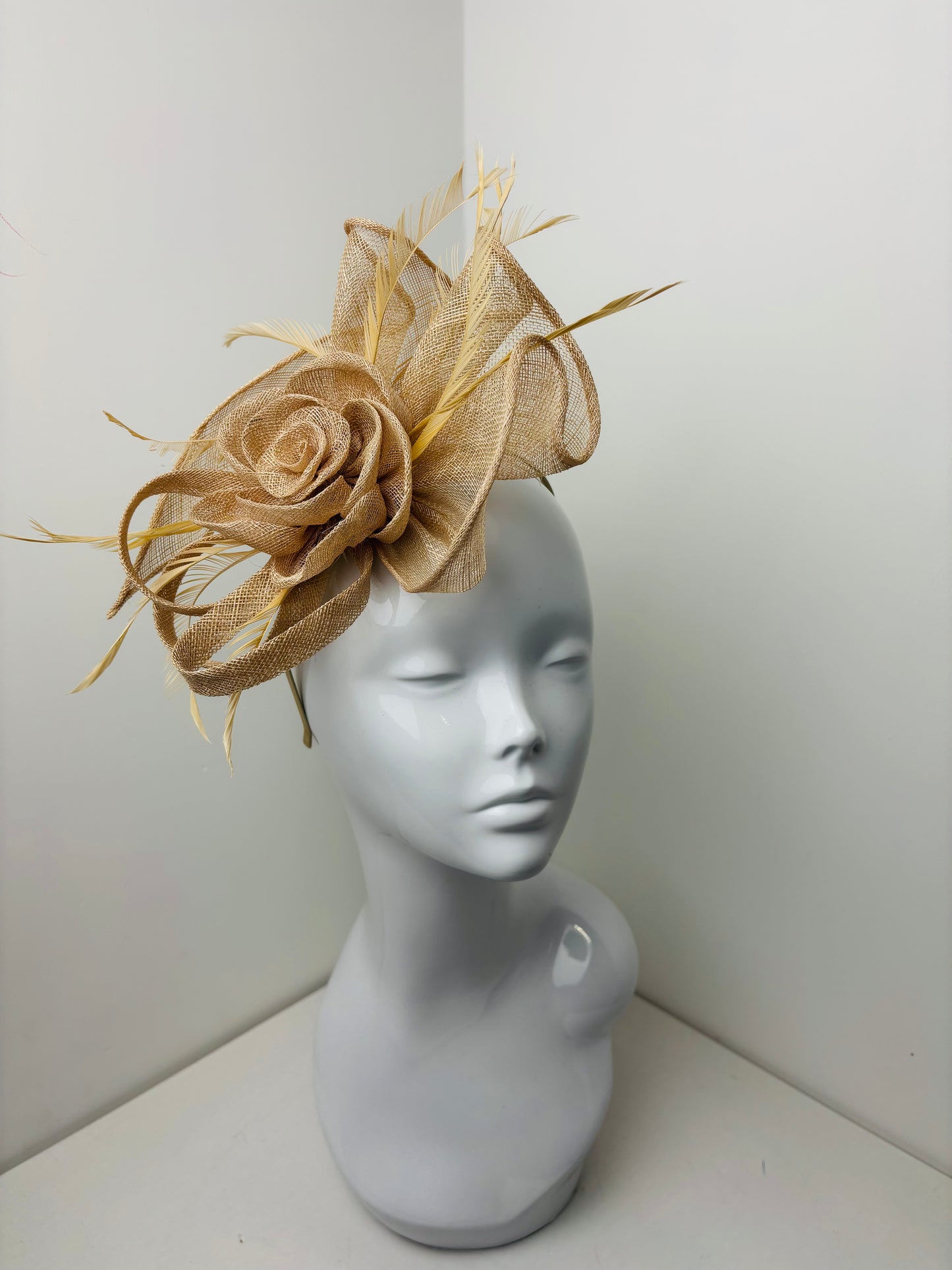 Opulence Golden Nude Sinamay Fascinator
