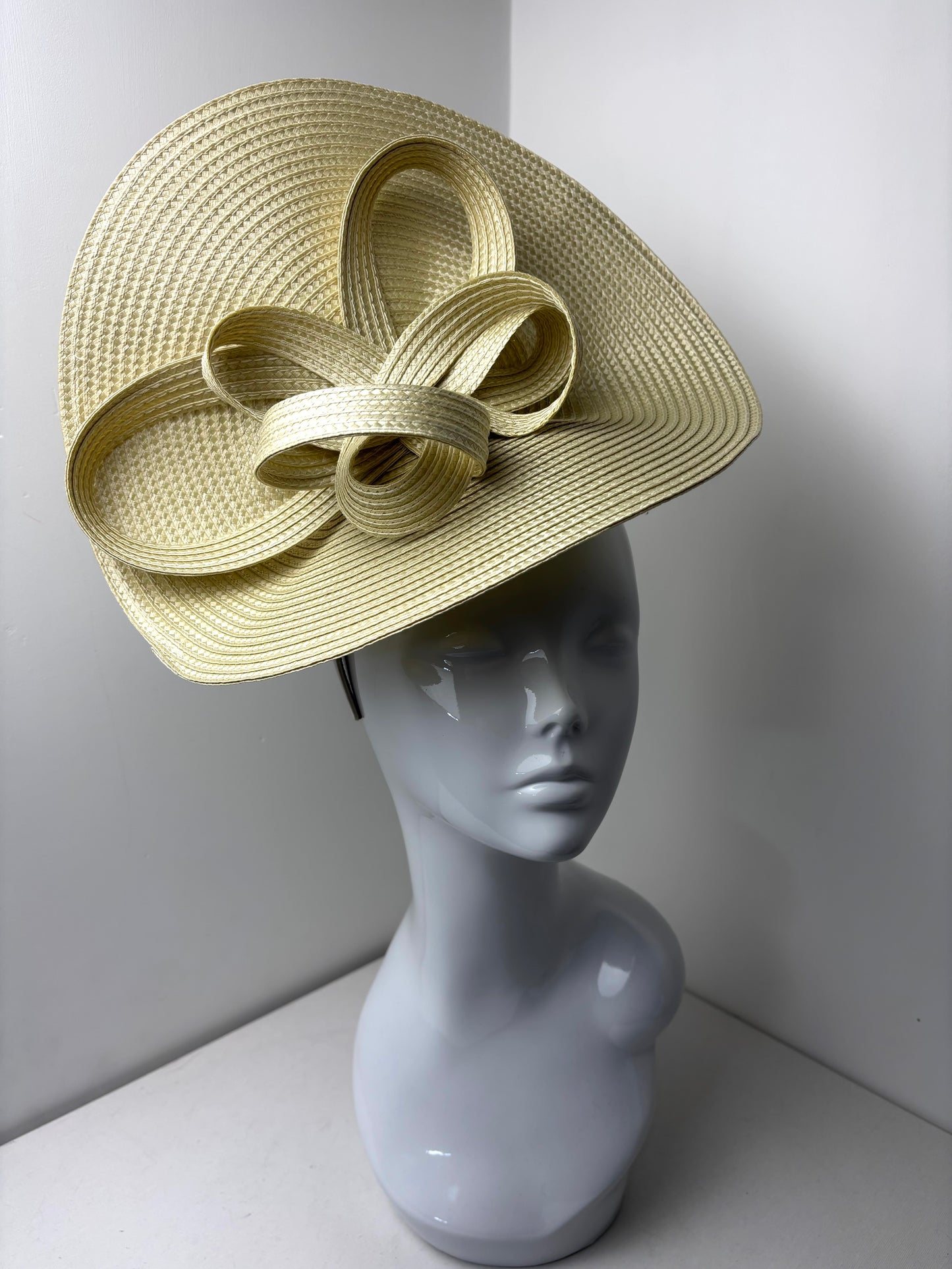 Bespoke Pale Gold Woven Orbital Statement Fascinator