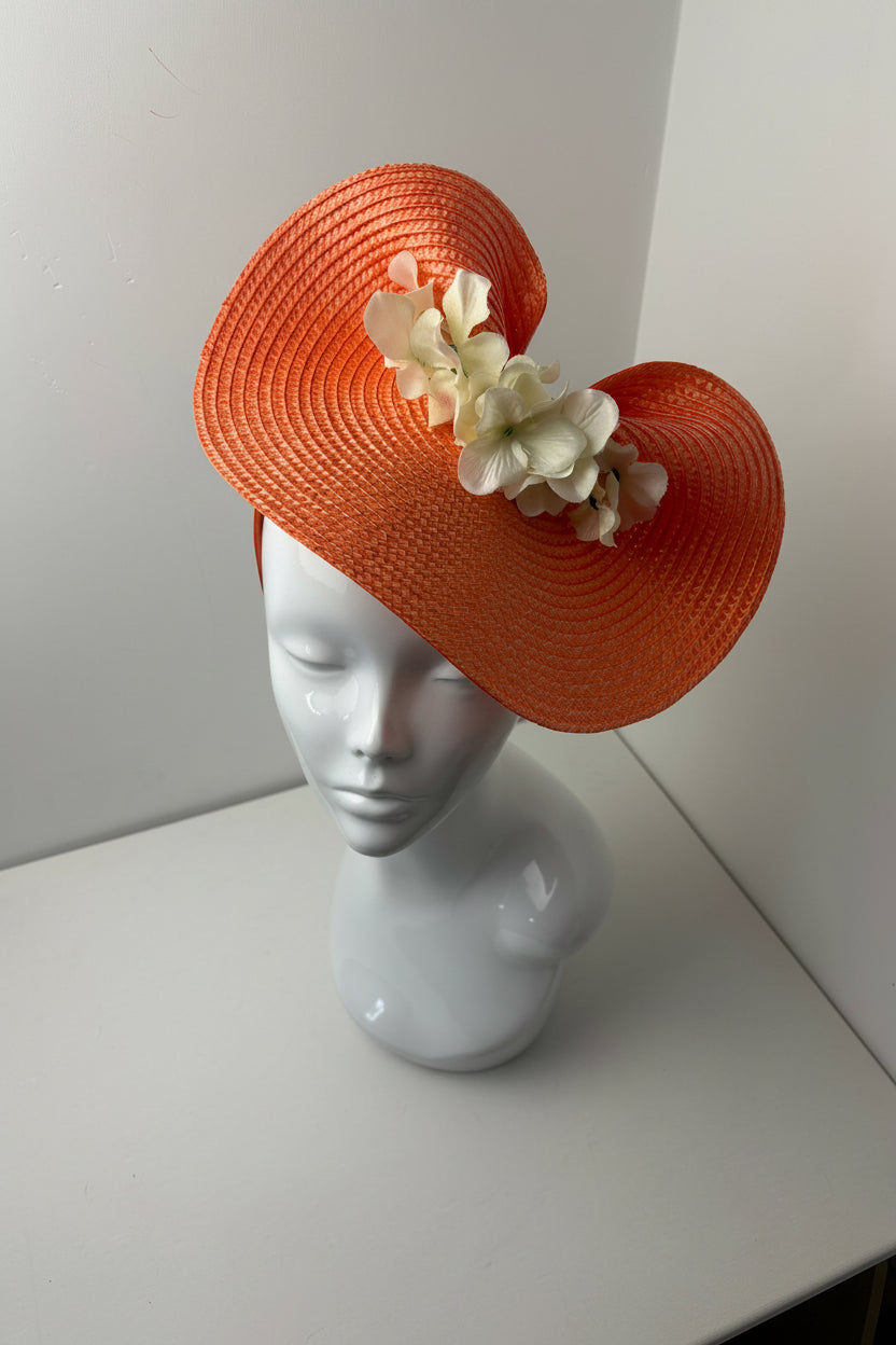 Bespoke Orange and Cream Woven Fascinator