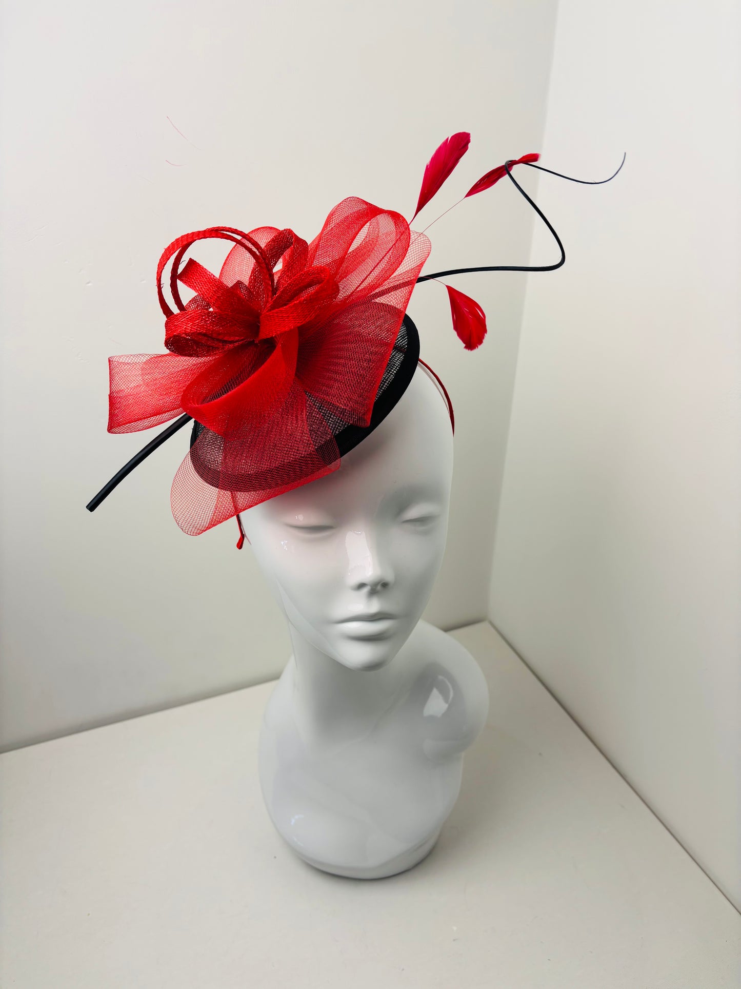 Bespoke Red and Black Disc Fascinator