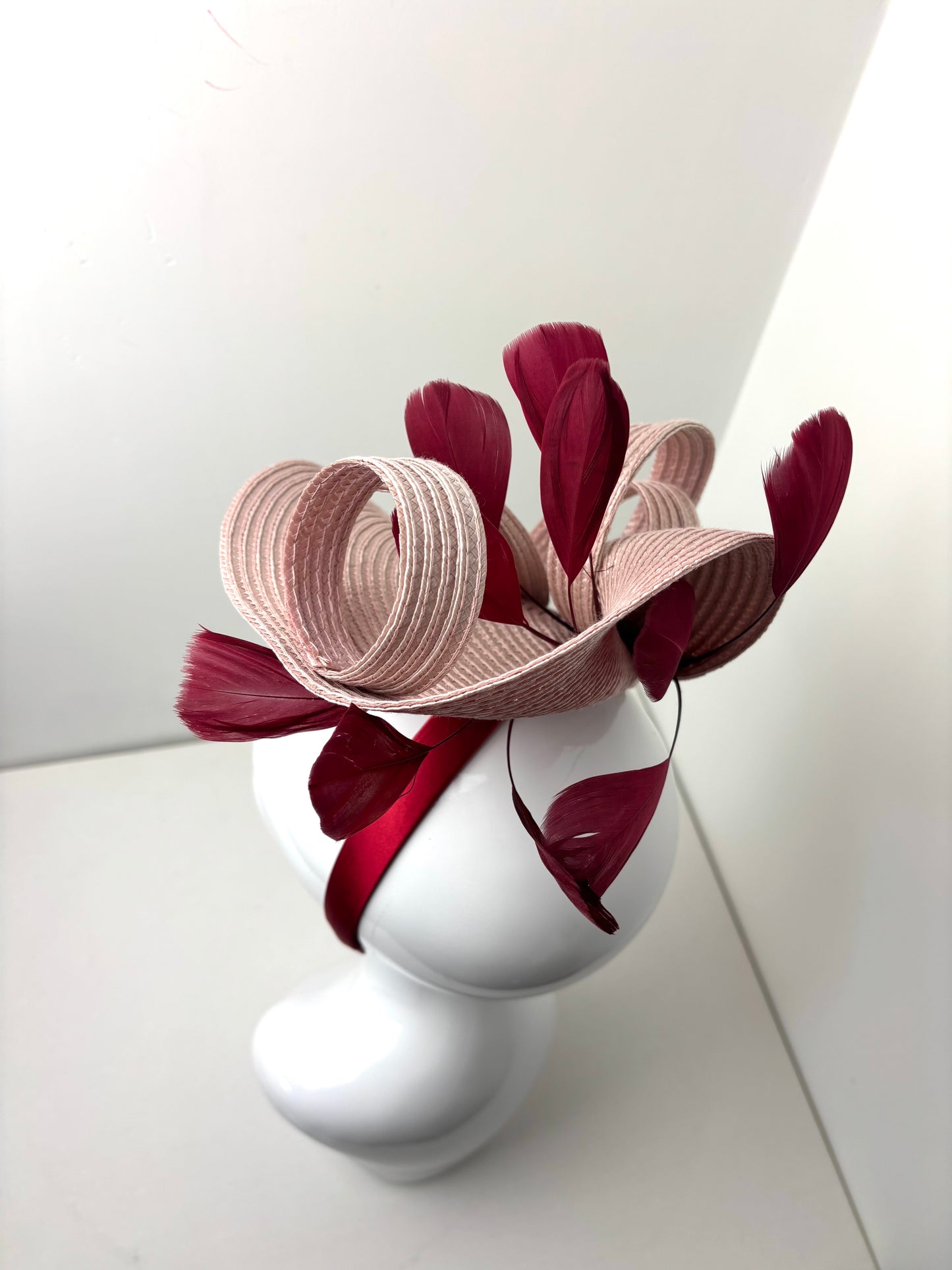 Bespoke Pink & Burgundy Woven Fascinator