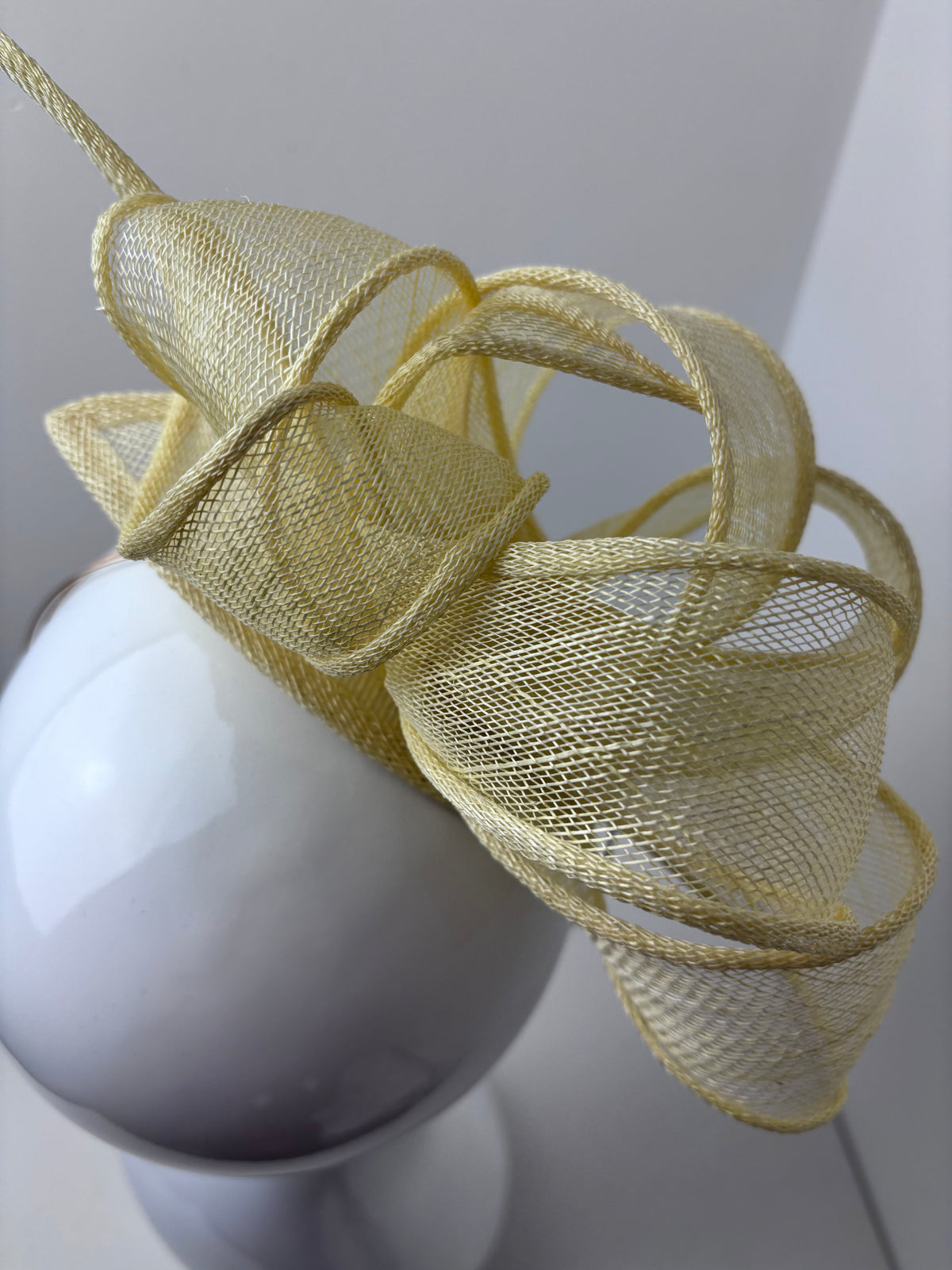 Bespoke Butter Yellow Sculptural Sinamay Fascinator