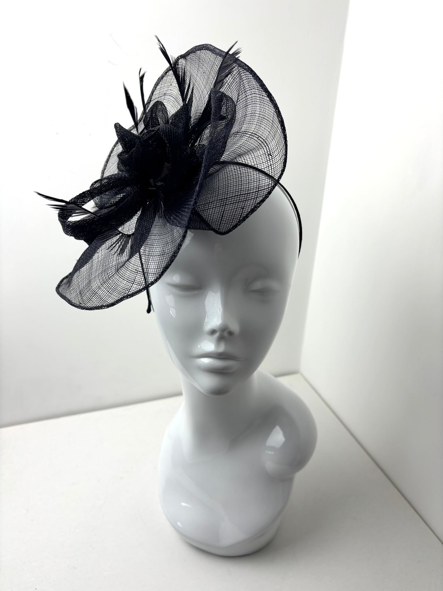 Elegance Black Sinamay Disc Fascinator