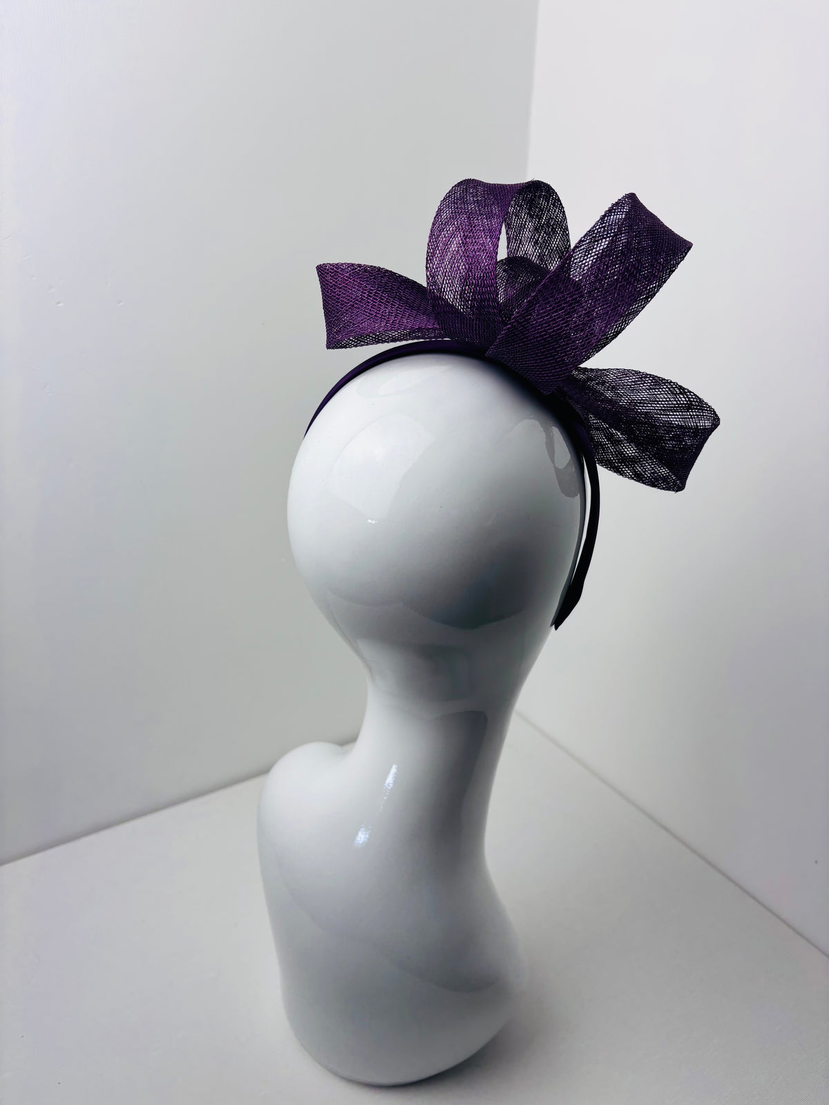 The Embleton Bespoke Plum Sinamay Fascinator