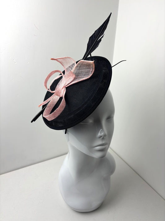 Pippa Black and Pink Pillar Box Disc Fascinator