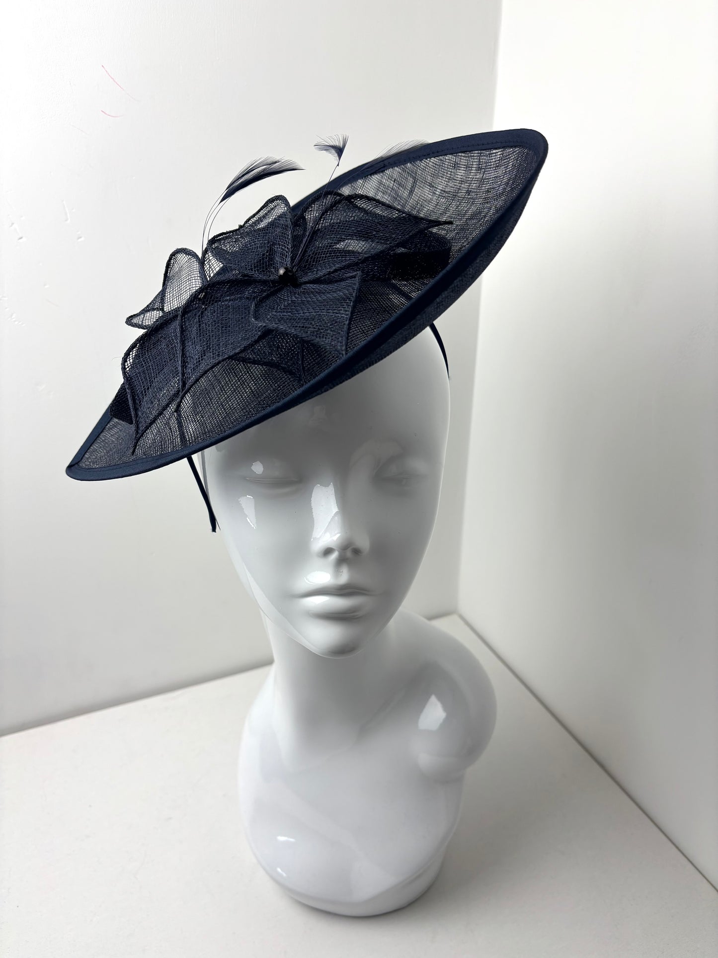 Seine French Navy Floral Sinamay Fascinator