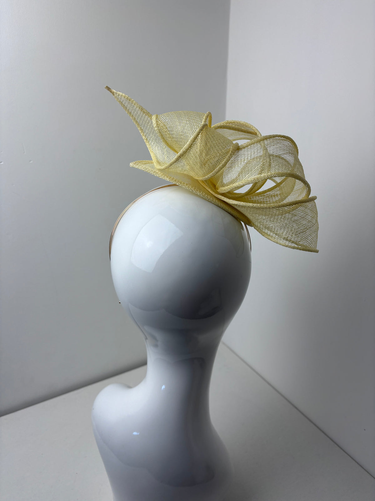 Bespoke Butter Yellow Sculptural Sinamay Fascinator