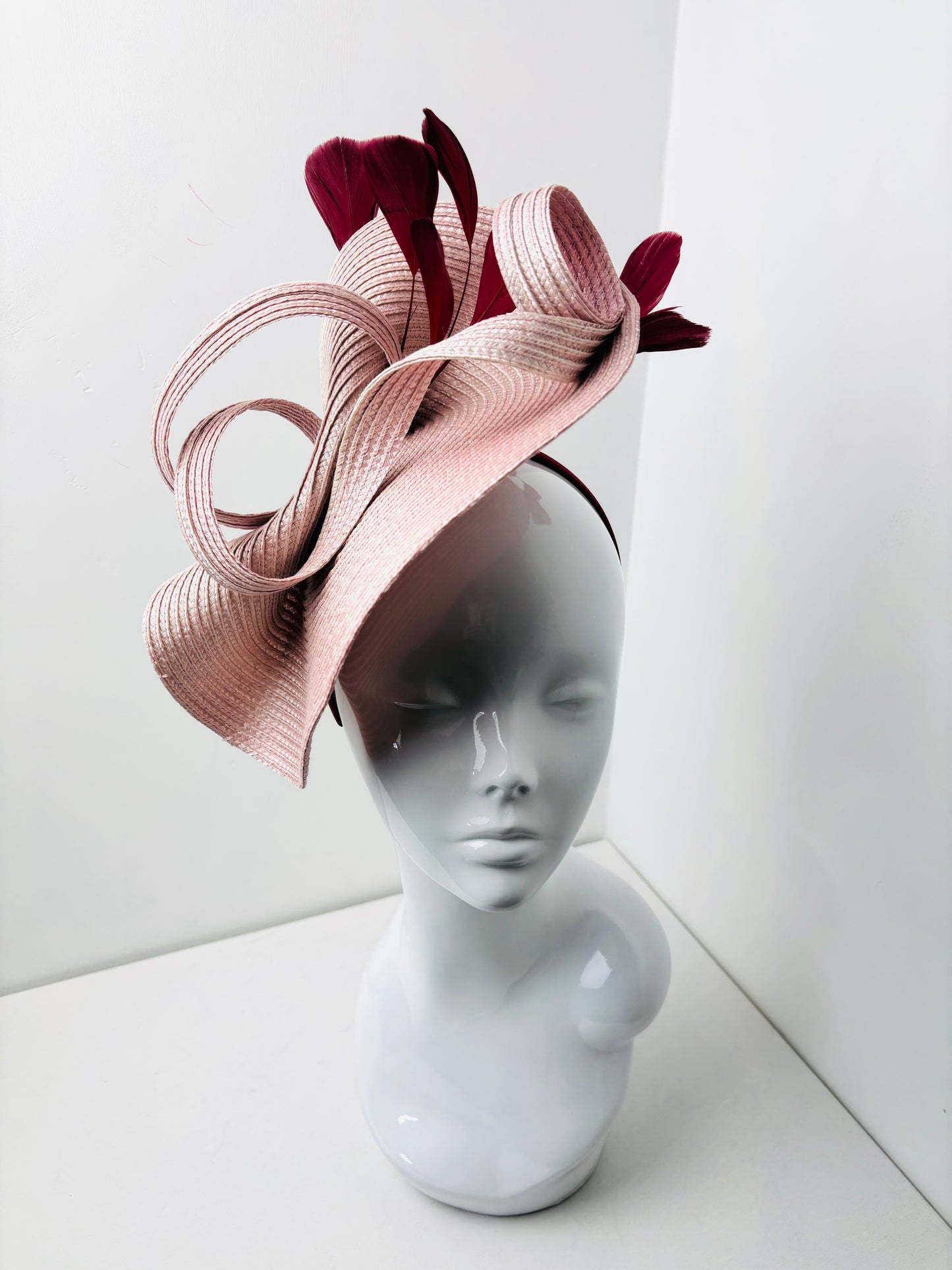 Bespoke Pink & Burgundy Woven Fascinator