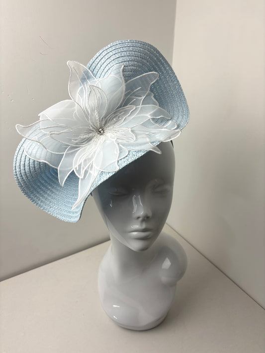 Bespoke Woven Pale Blue Embellished Fascinator