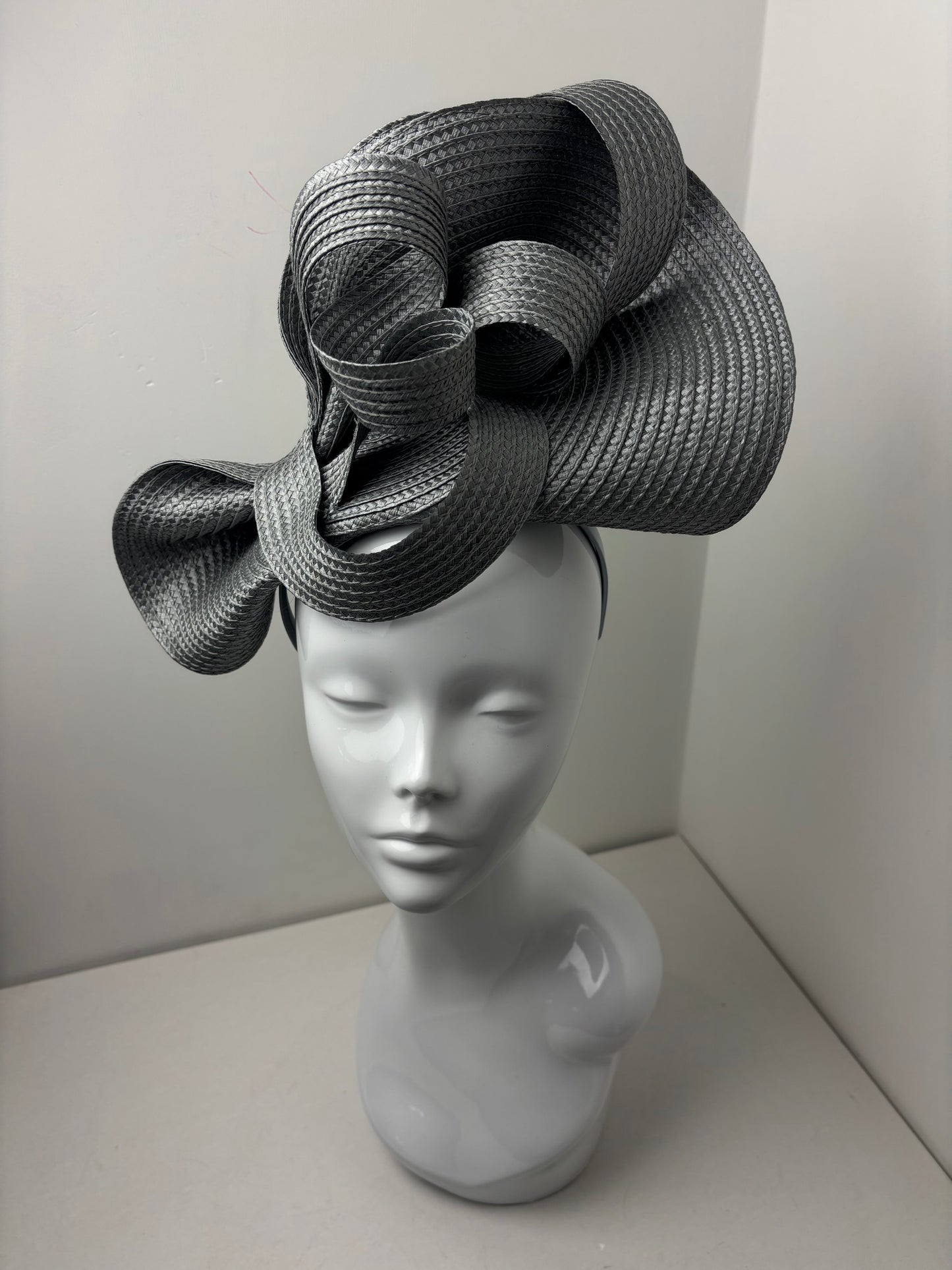 Bespoke One Off Pewter Woven Fascinator
