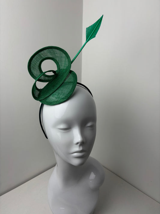 Tula Bespoke Handmade Emerald Green Arrowhead Fascinator