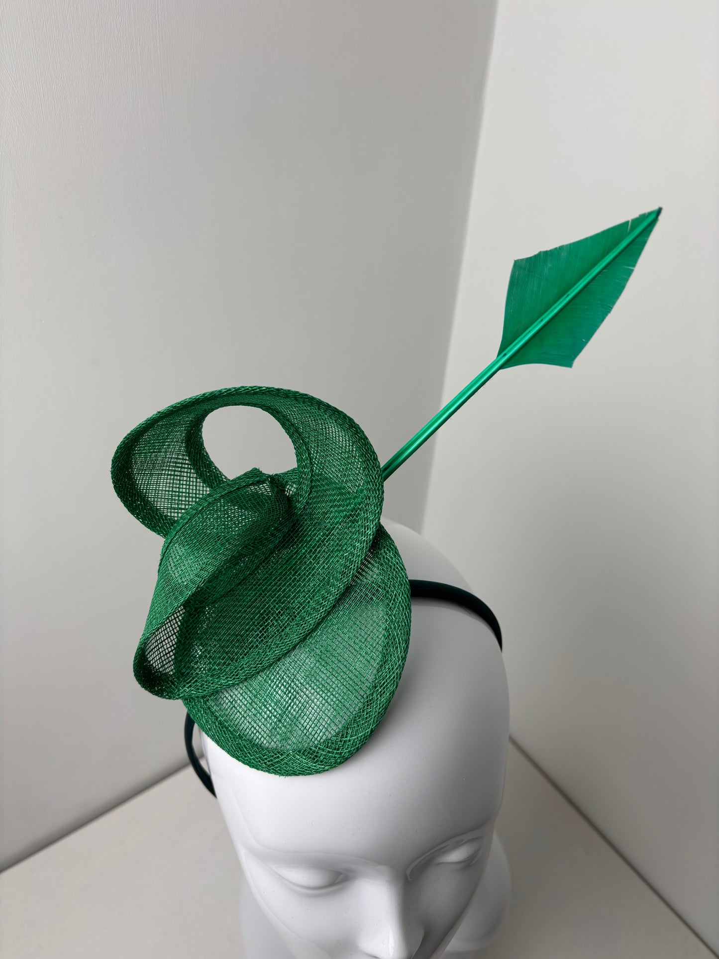 Tula Bespoke Handmade Emerald Green Arrowhead Fascinator