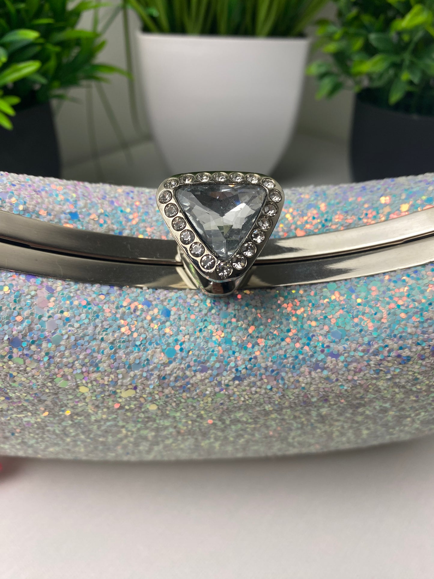 White Opaque Embellished Occasion Clutch