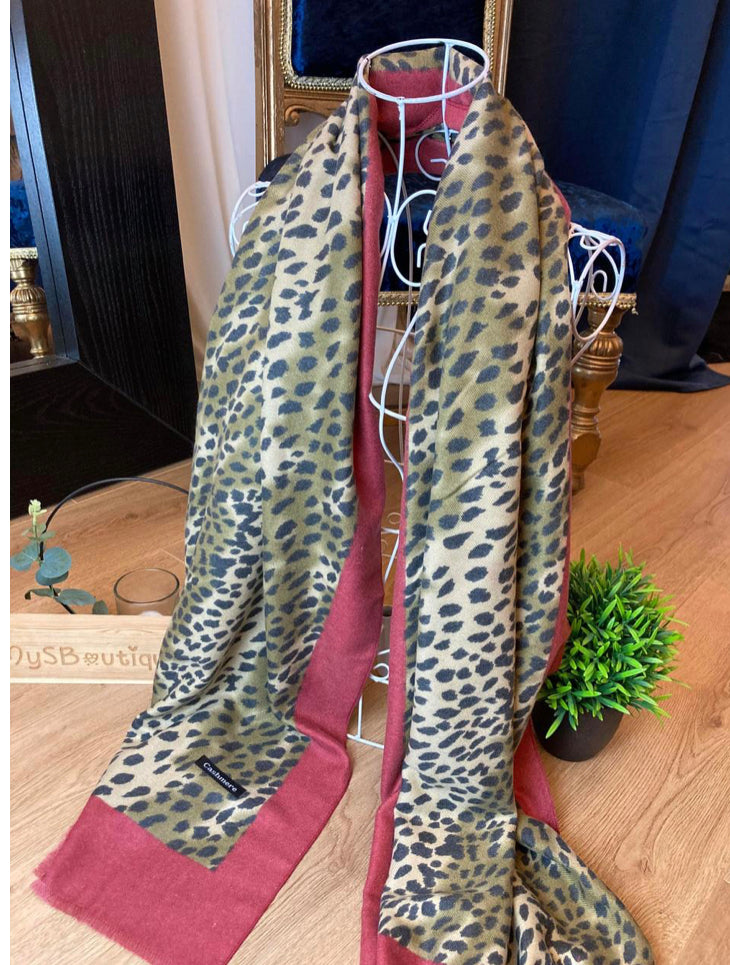 Cashmere Crush Red Leopard Print Scarf